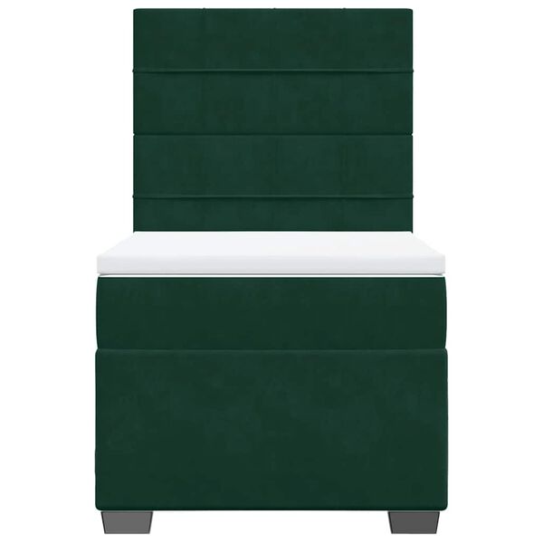 vidaXL Cama box spring con colch&oacute;n terciopelo verde oscuro 90x200 cm