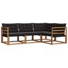 vidaXL Conjunto de sof&aacute;s de exterior con coj&iacute;n 4 pcs Natural y negro