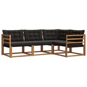 vidaXL Conjunto de sof&aacute;s de exterior con coj&iacute;n 4 pcs Natural y negro