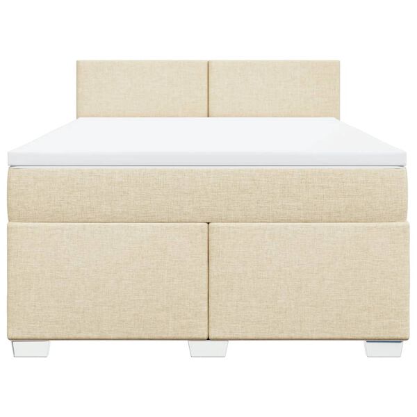 vidaXL Cama box spring con colch&oacute;n tela color crema 140x200 cm