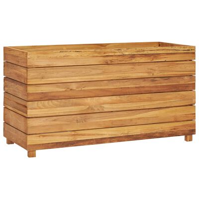 vidaXL Arriate elevado madera de teca reciclada y acero 100x40x55 cm