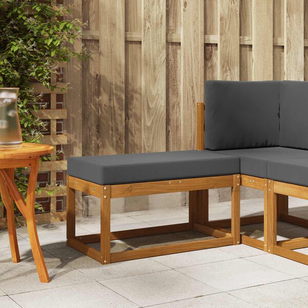 vidaXL Banco de taburete exterior con coj&iacute;n Natural 79 x 43 x 37 cm