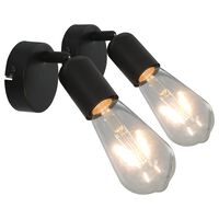 vidaXL Lámpara focos 2 uds con bombillas de filamento 2W negro E27