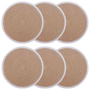 vidaXL Manteles de yute 6 uds. Natural y Blanco 100% yute tosas