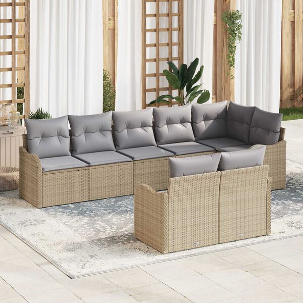 vidaXL Conjunto de sof&aacute; de jard&iacute;n 8 pcs Beige y Gris Claro