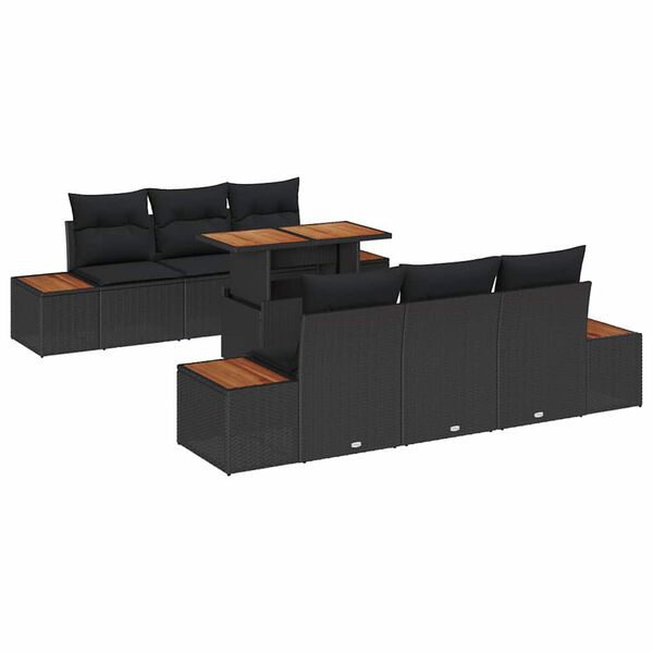 vidaXL Conjunto de Comedor de Jard&iacute;n con coj&iacute;n 7 pcs Negro y Marr&oacute;n