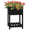vidaXL Jardinera con estante madera maciza de pino negro 54x54x81 cm