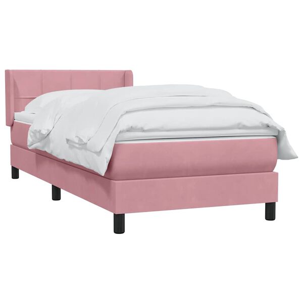 vidaXL Cama box spring con colch&oacute;n terciopelo rosa 100x210 cm