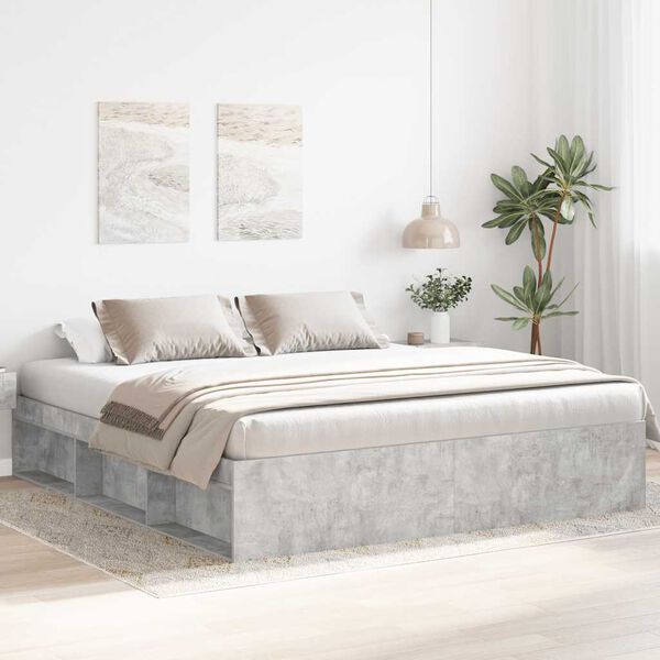 vidaXL Estructura de cama gris hormig&oacute;n 200x200 cm