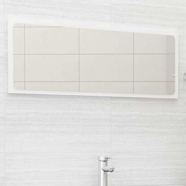 vidaXL Espejo de ba&ntilde;o madera contrachapada blanco brillo 100x1,5x37 cm