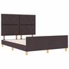vidaXL Estructura de cama con cabecera Marr&oacute;n oscuro 160 x 200 cm tela