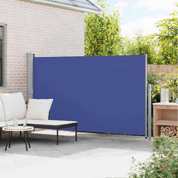 vidaXL Toldo lateral retr&aacute;ctil de jard&iacute;n azul 170x300 cm