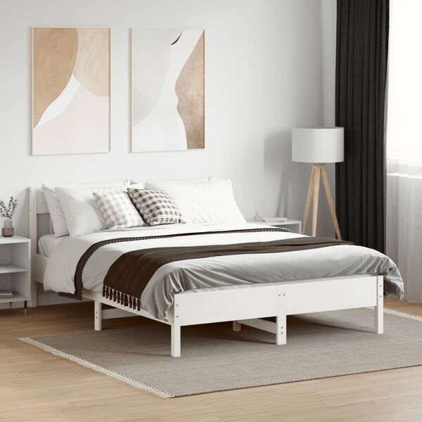 vidaXL Estructura de cama sin colch&oacute;n madera de pino blanca 120x200 cm