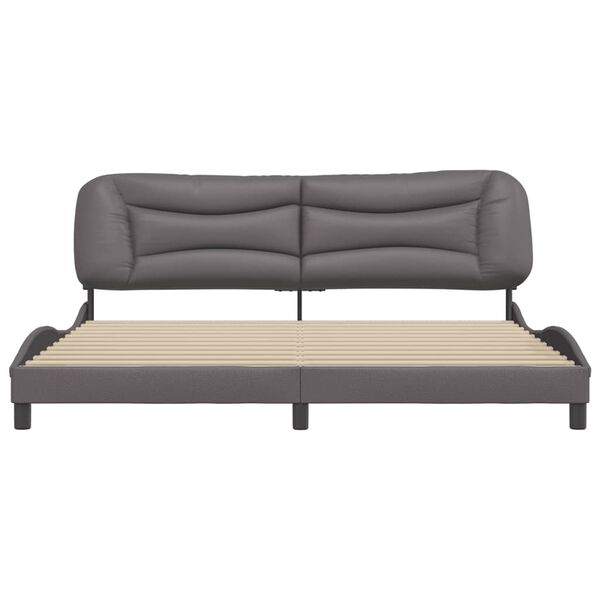 vidaXL Estructura de cama sin colch&oacute;n Hvar cuero sint&eacute;tico gris 200x200 cm
