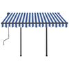 vidaXL Toldo manual retr&aacute;ctil con postes azul y blanco 3,5x2,5 m