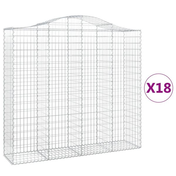 vidaXL Cestas gaviones 18 uds forma de arco hierro 200x50x180/200 cm