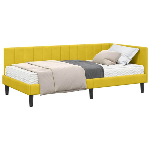 vidaXL Estructura de cama en esquina Amarillo 90 x 200 cm Terciopelo