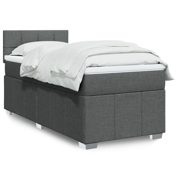 vidaXL Cama box spring con colch&oacute;n tela gris oscuro 80x200 cm