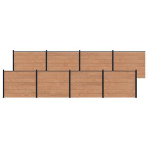 vidaXL Panel de valla 8 pcs WPC y Aluminio Marr&oacute;n