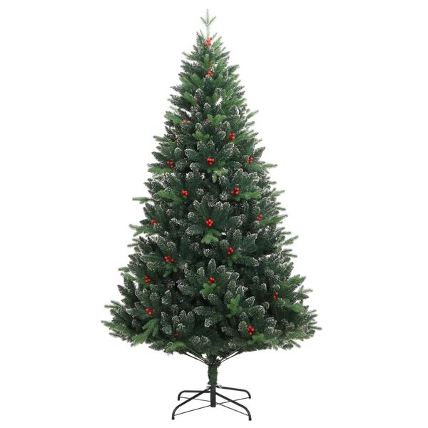 vidaXL &Aacute;rbol de Navidad artificial con bisagras y frutos rojos 120 cm