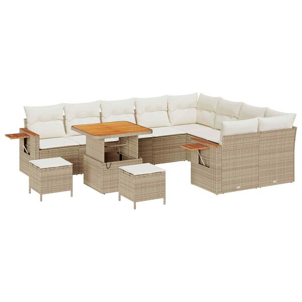 vidaXL Conjunto de sof&aacute;s de jard&iacute;n con coj&iacute;n 13 pcs Beige y Crema