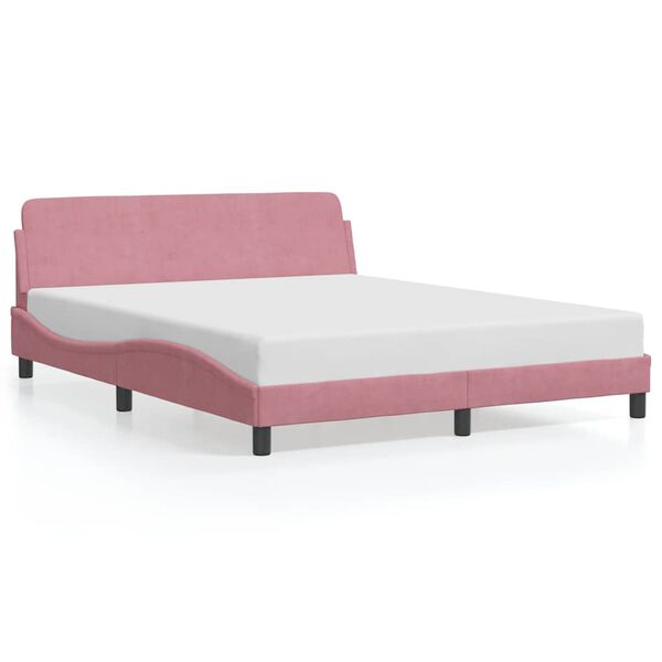 vidaXL Estructura de cama con cabecero Dover terciopelo rosa 160x200 cm