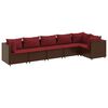 vidaXL Set muebles de jard&iacute;n 6 piezas y cojines rat&aacute;n sint&eacute;tico marr&oacute;n