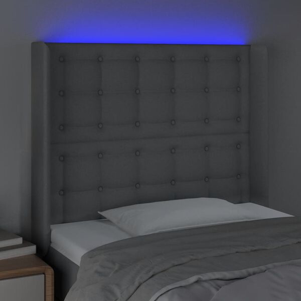 vidaXL Cabecero con LED de tela gris claro 83x16x118/128 cm