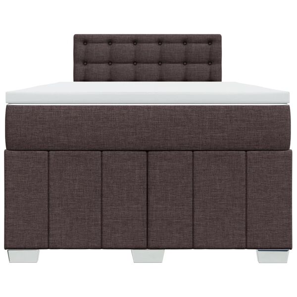 vidaXL Cama box spring con colch&oacute;n tela marr&oacute;n oscuro 120x190 cm