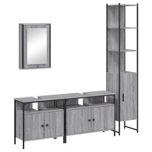 vidaXL Set de muebles de ba&ntilde;o 4 pzas madera contrachapada gris sonoma