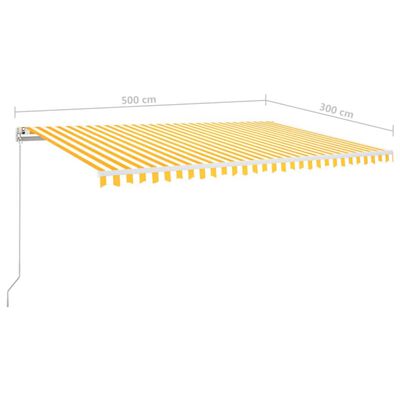 vidaXL Toldo automático LED sensor de viento amarillo/blanco 500x300cm