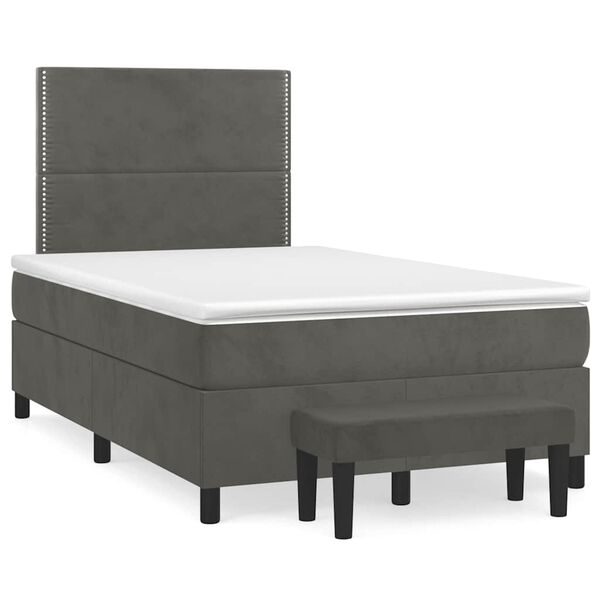 vidaXL Cama box spring con colch&oacute;n terciopelo gris oscuro 120x190 cm