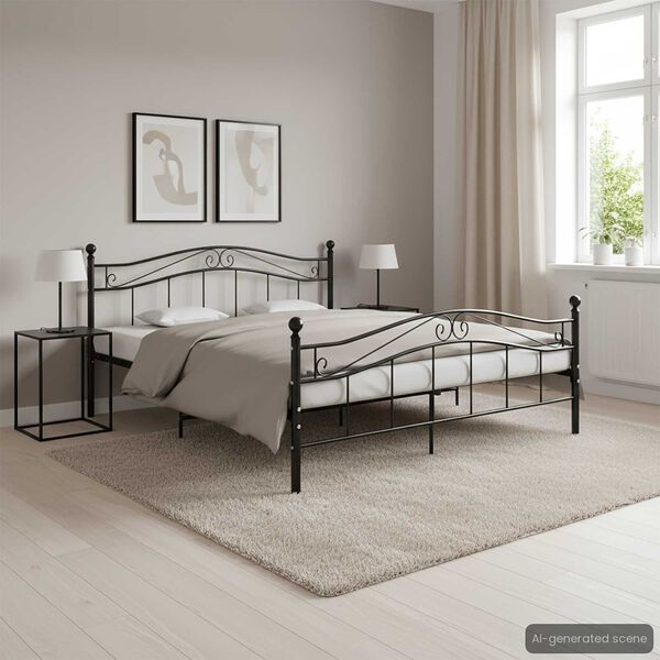 vidaXL Estructura de cama de metal negro 200x200 cm