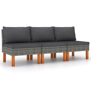 vidaXL Sof&aacute;s centrales 3 uds rat&aacute;n sint&eacute;tico y madera de eucalipto