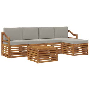 vidaXL Conjunto de sof&aacute;s de exterior 6 pcs Gris Natural y Claro