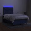 vidaXL Cama box spring con colch&oacute;n y LED tela azul 120x200 cm