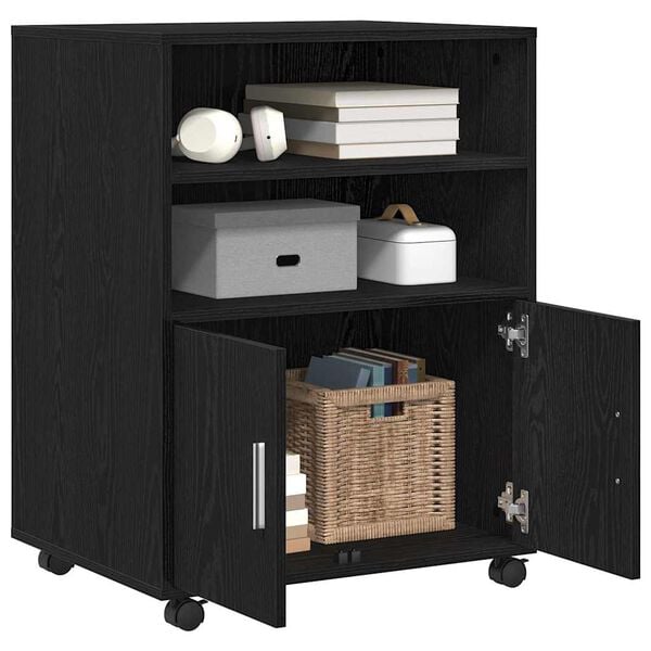 vidaXL Gabinete Rodante con estante Roble negro 60 x 48 x 81 cm