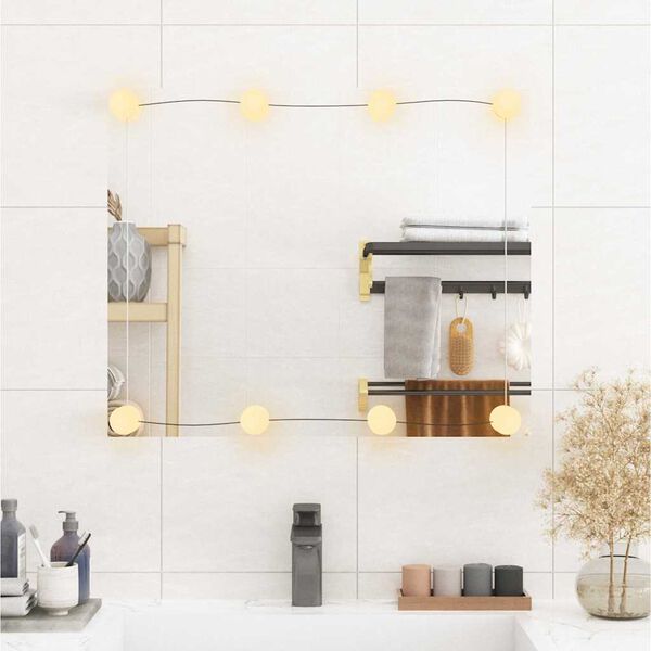 vidaXL Espejo de pared rectangular con luces LED vidrio 50x60 cm