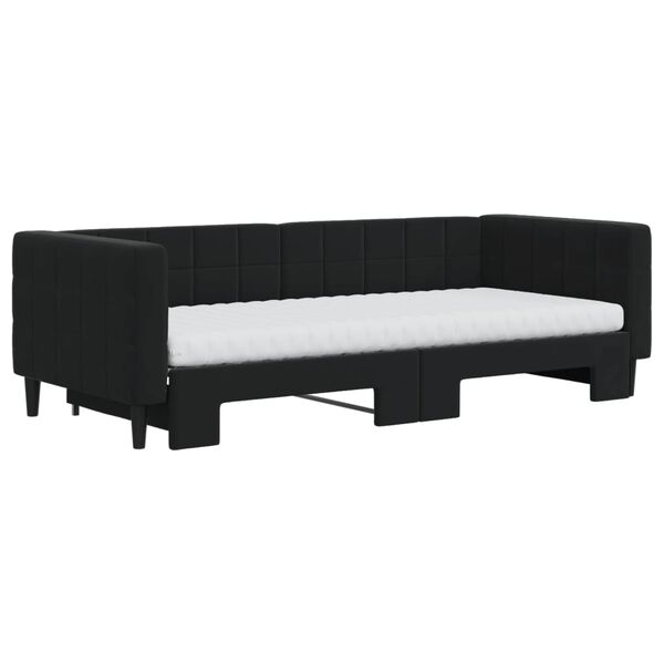 vidaXL Sofá cama nido con colchón terciopelo negro 90x200 cm