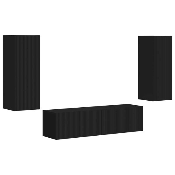 vidaXL Conjunto de mueble de TV 2 pcs Negro Madera de ingenier&iacute;a