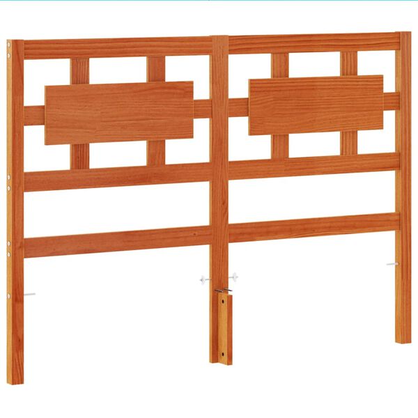 vidaXL Cabecero de cama madera maciza de pino marr&oacute;n cera 135 cm