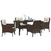vidaXL Conjunto de Comedor de Jard&iacute;n 5 pcs Marr&oacute;n rat&aacute;n sint&eacute;tico