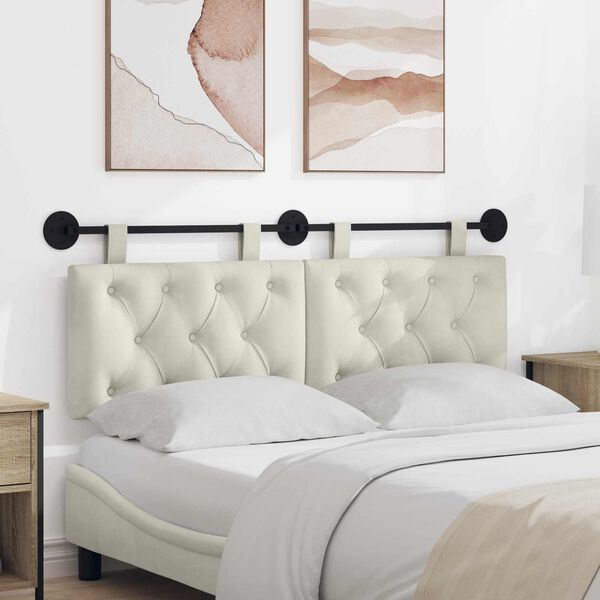 vidaXL Cabecera Colgante Crema 130 x 55 x 7 cm Terciopelo