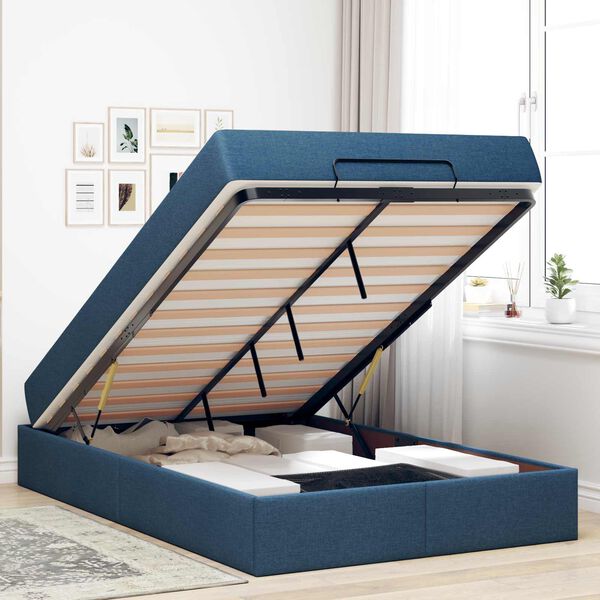 vidaXL Estructura de cama con colch&oacute;n con colch&oacute;n 2 pcs Azul tela