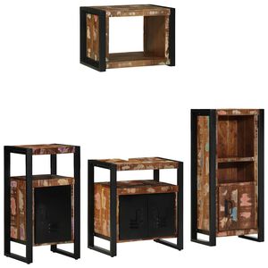 vidaXL Juego de muebles de ba&ntilde;o 4 uds. Multicolor y negro