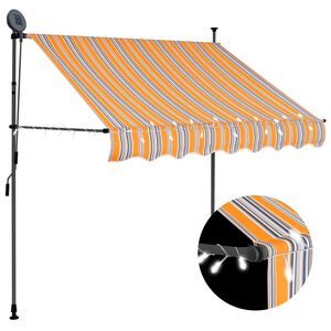 vidaXL Toldo manual retr&aacute;ctil con LED amarillo y azul 100 cm