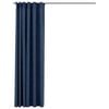 vidaXL Cortina opaca con ganchos look de lino azul 290x245 cm