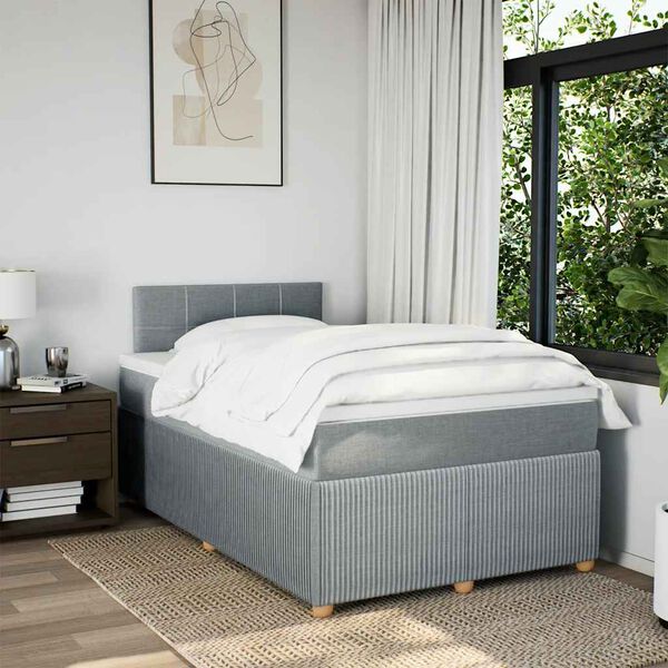 vidaXL Cama box spring con colch&oacute;n tela gris claro 120x200 cm