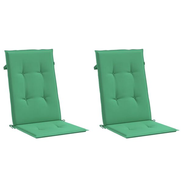 vidaXL Coj&iacute;n silla de jard&iacute;n respaldo alto 2 uds tela verde 120x50x3cm