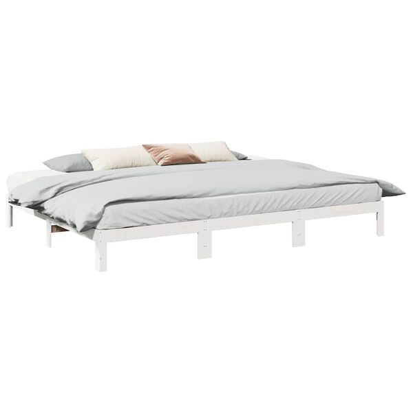 vidaXL Estructura de cama familiar sin colch&oacute;n blanco 240x200 cm